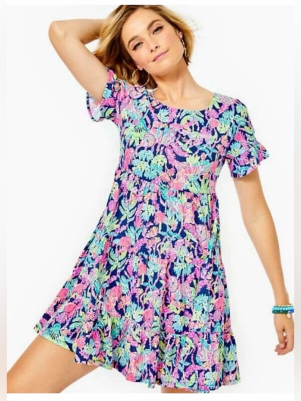 Lilly Pulitzer Jodee Floral Mini Dress - Pink, Blue, Green small